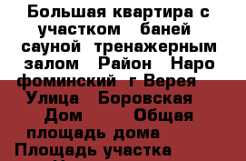 Большая квартира с участком , баней, сауной, тренажерным залом › Район ­ Наро-фоминский, г Верея   › Улица ­ Боровская  › Дом ­ 45 › Общая площадь дома ­ 122 › Площадь участка ­ 200 › Цена ­ 8 900 000 - Московская обл. Недвижимость » Дома, коттеджи, дачи продажа   